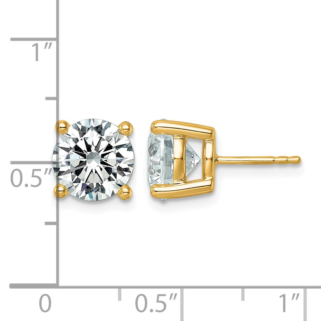 14K Gelbgold Ohrstecker mit 6 ct. runden Labor-gezuechteten Diamanten, VS/SI+ G+, komplette Vierzack-Fassung, leichtgewichtig