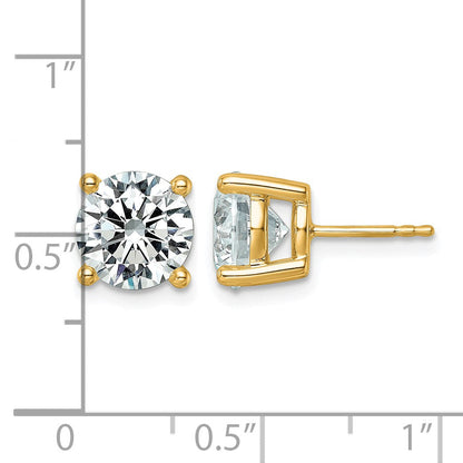 14K Gelbgold Ohrstecker mit 6 ct. runden Labor-gezuechteten Diamanten, VS/SI+ G+, komplette Vierzack-Fassung, leichtgewichtig