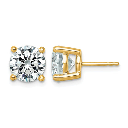 14K Gelbgold Ohrstecker mit 6 ct. runden Labor-gezuechteten Diamanten, VS/SI+ G+, komplette Vierzack-Fassung, leichtgewichtig