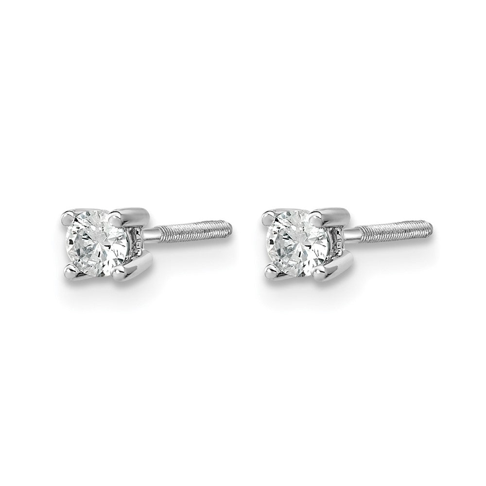 14K Weißgold Ohrstecker mit 0,2 ct. im Labor gezüchteten Diamanten, VS/SI+ G+, rund, Vierkrallenfassung, Schraubverschluss