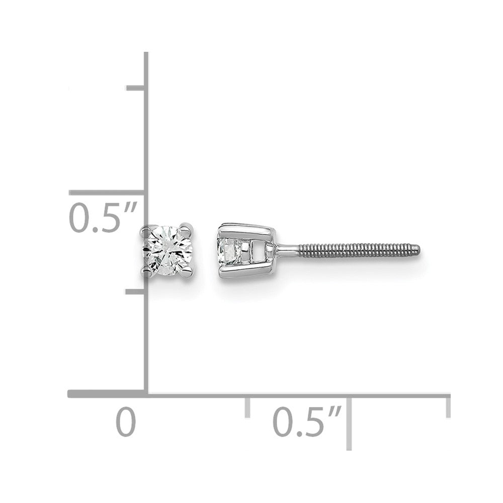 14K Weißgold Ohrstecker mit 0,2 ct. im Labor gezüchteten Diamanten, VS/SI+ G+, rund, Vierkrallenfassung, Schraubverschluss