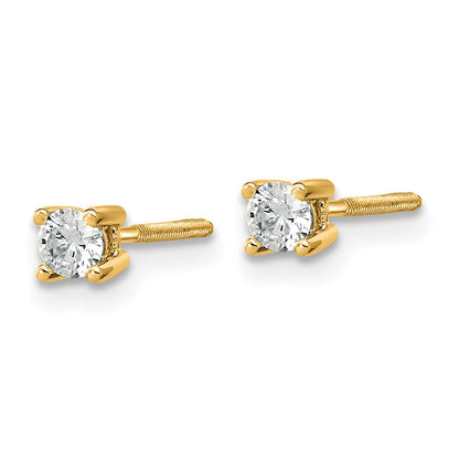 14K Gelbgold Ohrstecker mit 0,2 ct. im Labor gezüchteten Diamanten, VS/SI+ G+, rund, Vier-Krappen-Fassung, Schraubverschluss