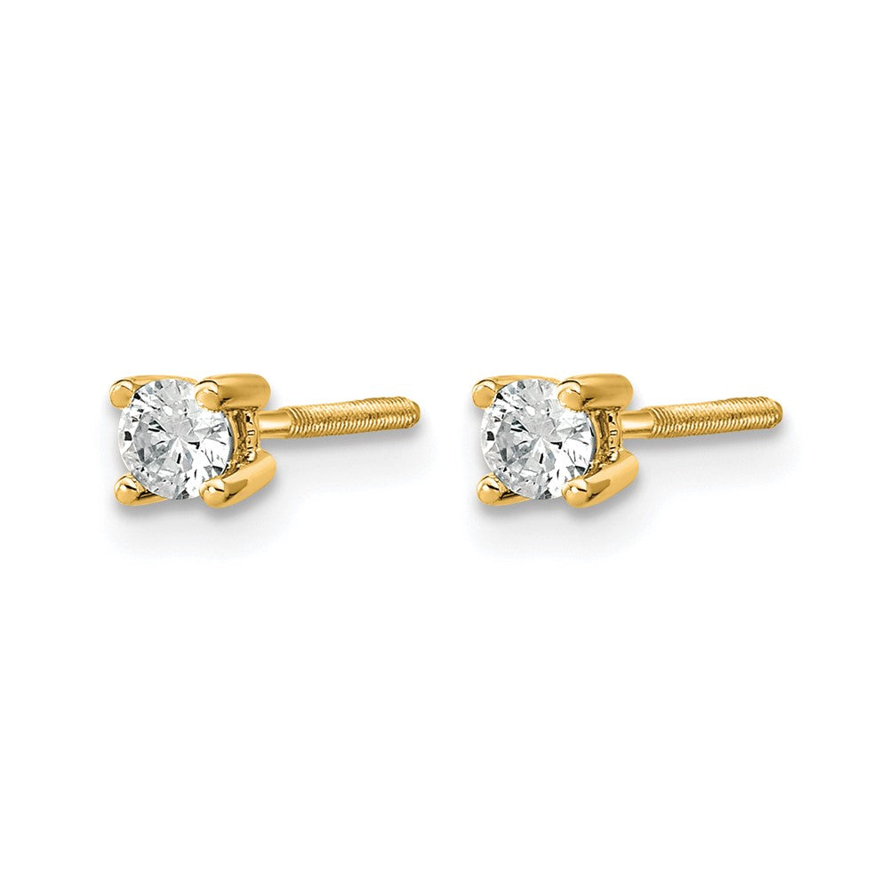 14K Gelbgold Ohrstecker mit 0,2 ct. zertifizierten im Labor gezüchteten Diamanten, VS/SI+ G+, rund, 4-Krappenfassung, schwer, mit Schraubverschluss