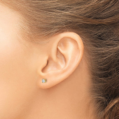 14K Gelbgold Ohrstecker mit 0,2 ct. zertifizierten im Labor gezüchteten Diamanten, VS/SI+ G+, rund, 4-Krappenfassung, schwer, mit Schraubverschluss
