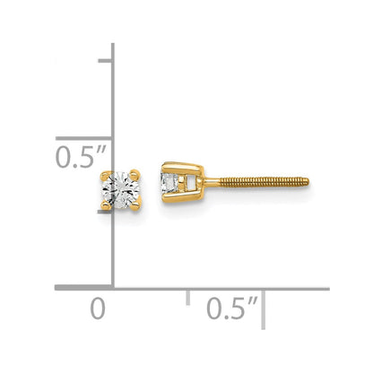 14K Gelbgold Ohrstecker mit 0,2 ct. im Labor gezüchteten Diamanten, VS/SI+ G+, rund, Vier-Krappen-Fassung, Schraubverschluss