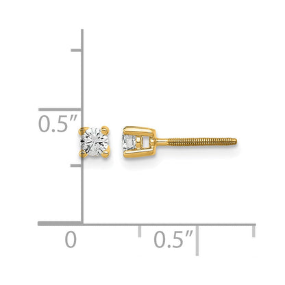 14K Gelbgold Ohrstecker mit 0,2 ct. zertifizierten im Labor gezüchteten Diamanten, VS/SI+ G+, rund, 4-Krappenfassung, schwer, mit Schraubverschluss