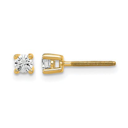 14K Gelbgold Ohrstecker mit 0,2 ct. zertifizierten im Labor gezüchteten Diamanten, VS/SI+ G+, rund, 4-Krappenfassung, schwer, mit Schraubverschluss