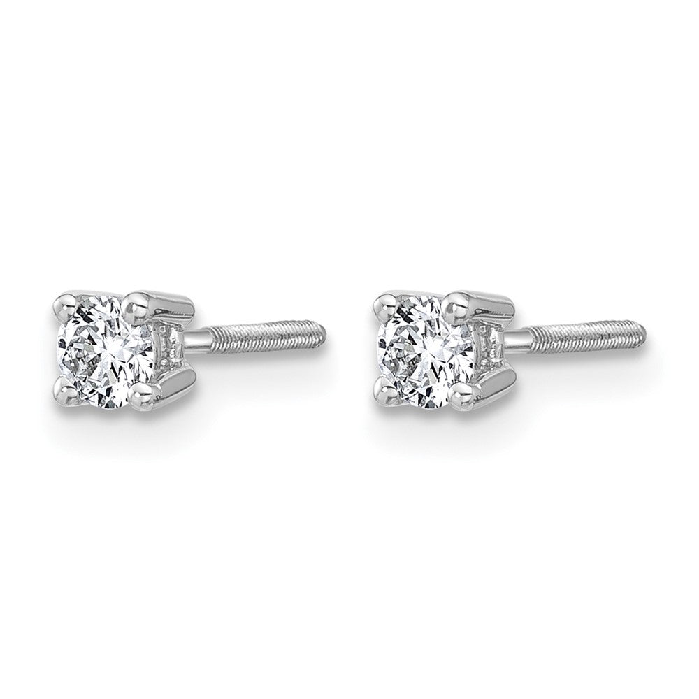 14K Weißgold Ohrstecker mit 0,25 ct. Laborgezüchteten Diamanten, VS/SI+ G+, Rund, 4-Krappen-Fassung, Schwere Ausführung, Schraubverschluss