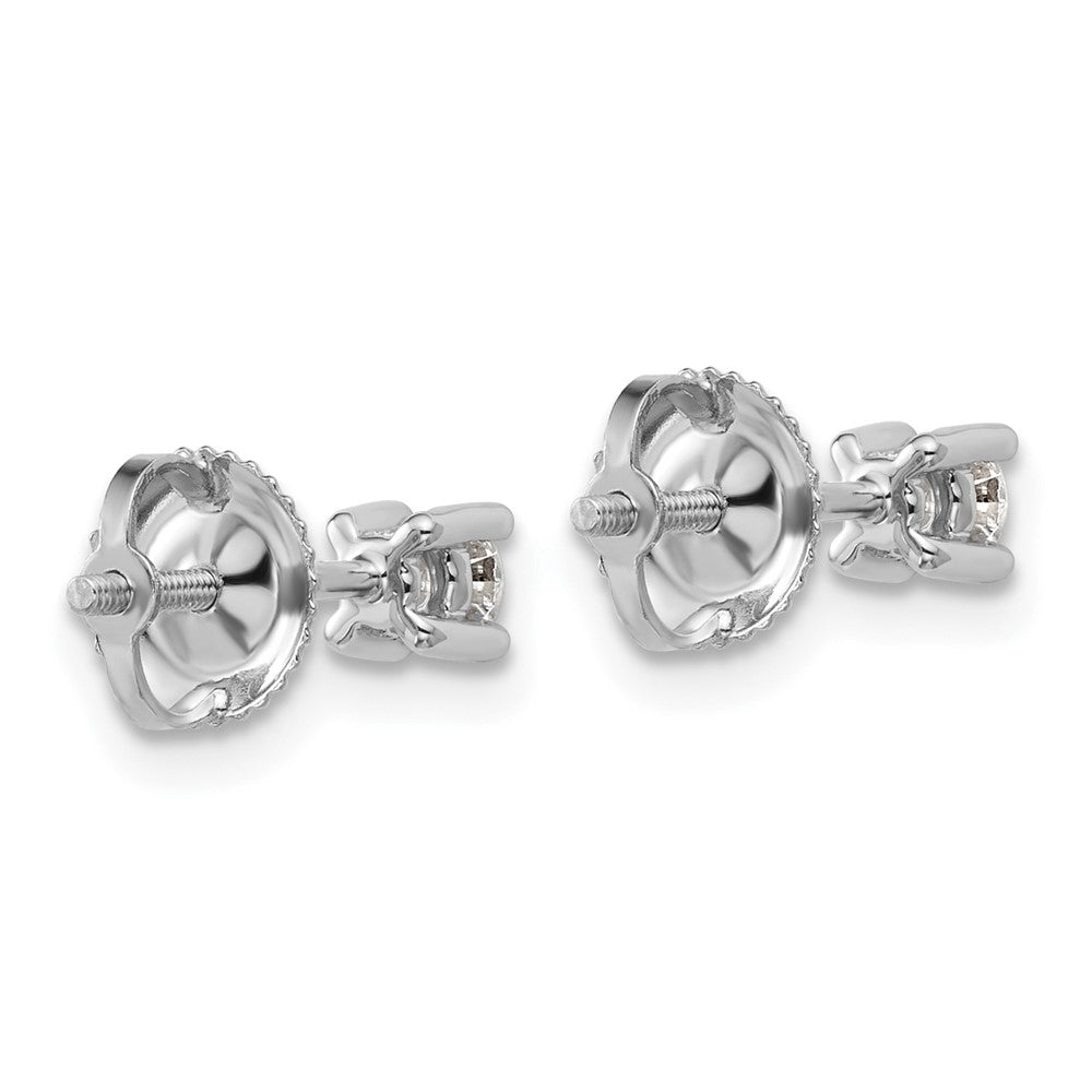 14K Weißgold Ohrstecker mit 0,25 ct. Laborgezüchteten Diamanten, VS/SI+ G+, Rund, 4-Krappen-Fassung, Schwere Ausführung, Schraubverschluss