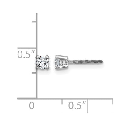 14K Weißgold Ohrstecker mit 0,25 ct. Laborgezüchteten Diamanten, VS/SI+ G+, Rund, 4-Krappen-Fassung, Schwere Ausführung, Schraubverschluss