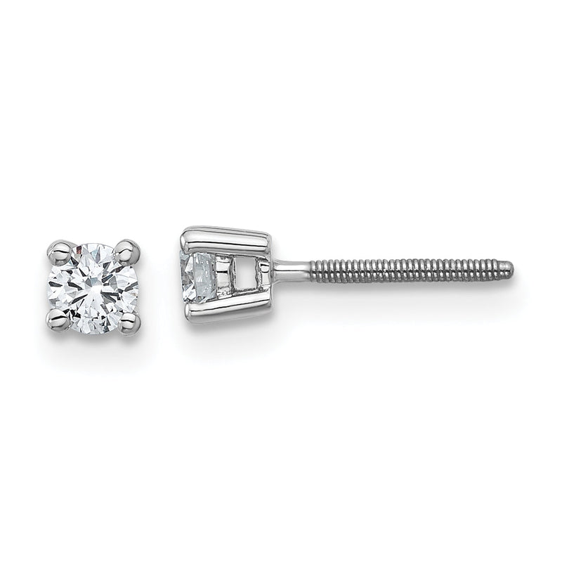 14K Weißgold 1/4 ct Im Labor Gezüchtet Diamant Vs+ F+ Rund 4 Krappen Schwer Gewicht. Schraubverschluss Ohrstecker