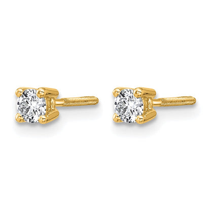 14K Gelbgold 0,25 ct. Laborgezüchtete Diamanten VS/SI+ G+ Rund 4-Krappen Schwere Ausführung Schraubverschluss Ohrstecker