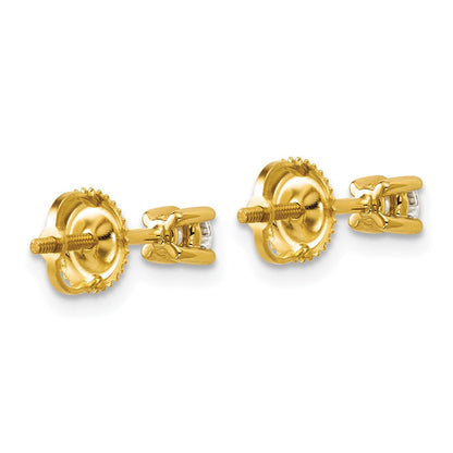 14K Gelbgold Ohrstecker mit im Labor gezüchteten zertifizierten Diamanten, 0,25 ct. Gesamtgewicht, VS/SI+ G+, rund, 4-Krappen-Fassung, hohes Gewicht, mit Schraubverschluss