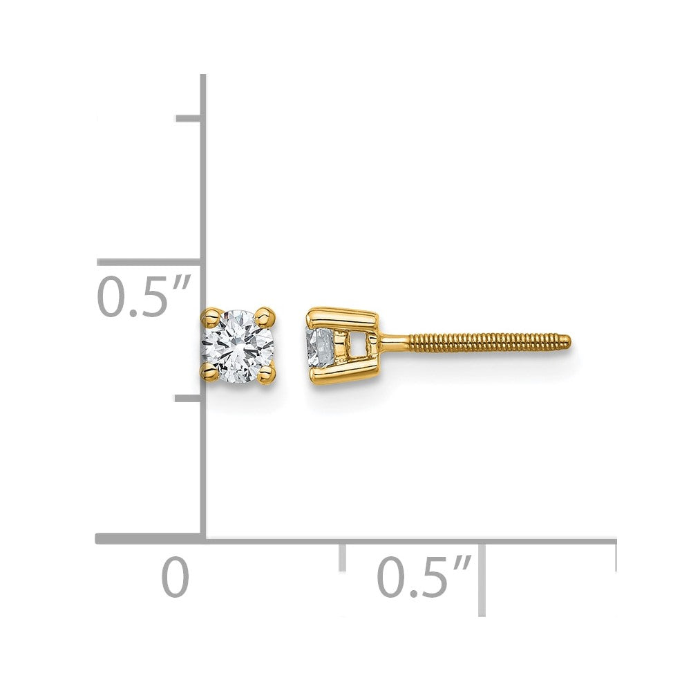 14K Gelbgold 0,25 ct. Laborgezüchtete Diamanten VS/SI+ G+ Rund 4-Krappen Schwere Ausführung Schraubverschluss Ohrstecker