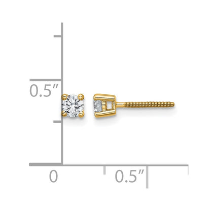 14K Gelbgold Ohrstecker mit im Labor gezüchteten zertifizierten Diamanten, 0,25 ct. Gesamtgewicht, VS/SI+ G+, rund, 4-Krappen-Fassung, hohes Gewicht, mit Schraubverschluss