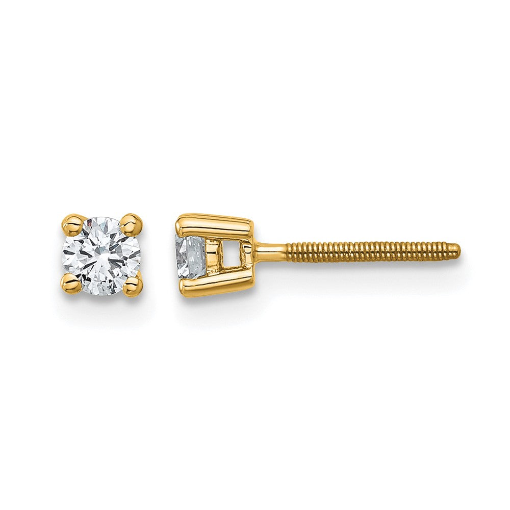 14K Gelbgold 0,25 ct. Laborgezüchtete Diamanten VS/SI+ G+ Rund 4-Krappen Schwere Ausführung Schraubverschluss Ohrstecker