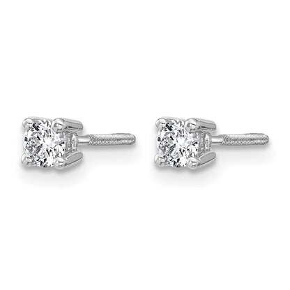 14K Weißgold 0,33 ct. Laborgezüchtete Diamant-Ohrstecker VS/SI+ G+ Rund 4-Krappen Schwere Ausführung Schraubverschluss