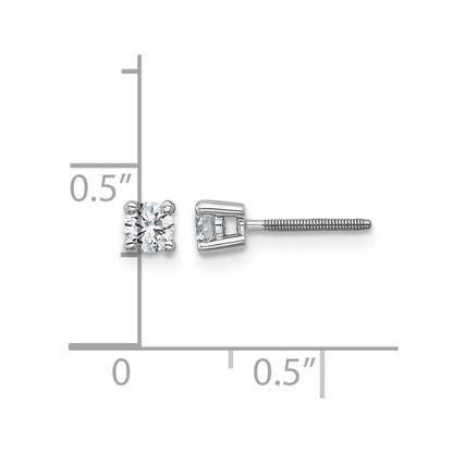 14K Weißgold 0,33 ct. Laborgezüchtete Diamant-Ohrstecker VS/SI+ G+ Rund 4-Krappen Schwere Ausführung Schraubverschluss
