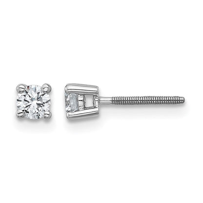 14K Weißgold 0,33 ct. Laborgezüchtete Diamant-Ohrstecker VS/SI+ G+ Rund 4-Krappen Schwere Ausführung Schraubverschluss