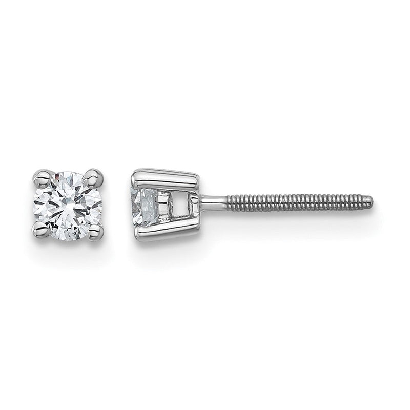 14K Weißgold 0,33 ct. Laborgezüchtete Diamant-Ohrstecker VS/SI+ G+ Rund 4-Krappen Schwere Ausführung Schraubverschluss