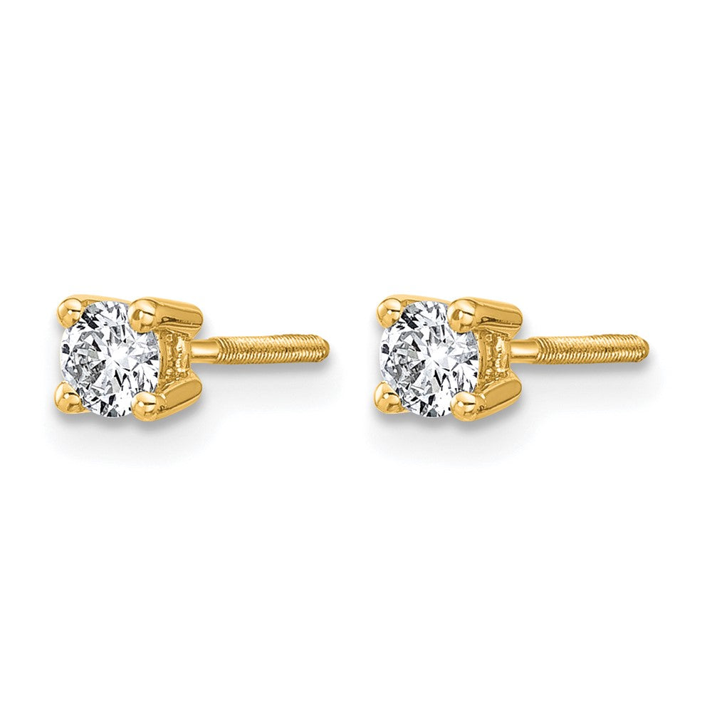 14K Gelbgold Ohrstecker mit 0,33 ct. im Labor gezüchteten Diamanten, VS/SI+ G+, rund, 4-Krappenfassung, hohes Gewicht, Schraubverschluss