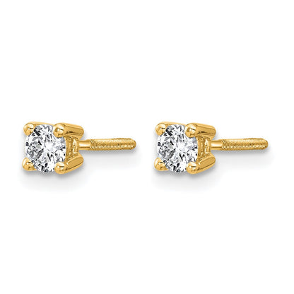 14K Gelbgold Ohrstecker mit 0,33 ct. im Labor gezüchteten Diamanten, VS/SI+ G+, rund, 4-Krappenfassung, hohes Gewicht, Schraubverschluss
