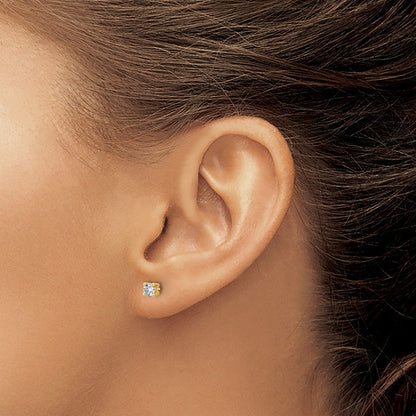 14K Gelbgold Ohrstecker mit 0,33 ct. zertifizierten, im Labor gezüchteten Diamanten, VS/SI+ G+, rund, 4-Krappen-Fassung, schwere Ausführung, mit Schraubverschluss