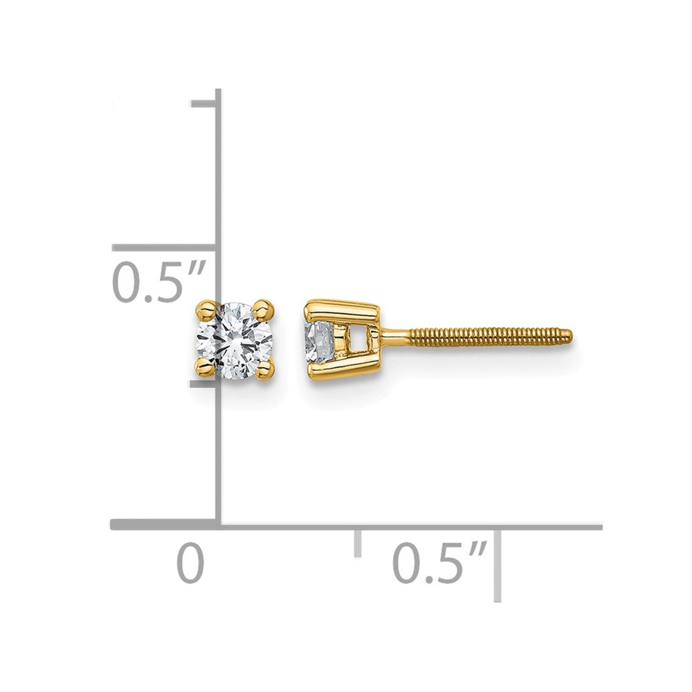 14K Gelbgold Ohrstecker mit 0,33 ct. im Labor gezüchteten Diamanten, VS/SI+ G+, rund, 4-Krappenfassung, hohes Gewicht, Schraubverschluss