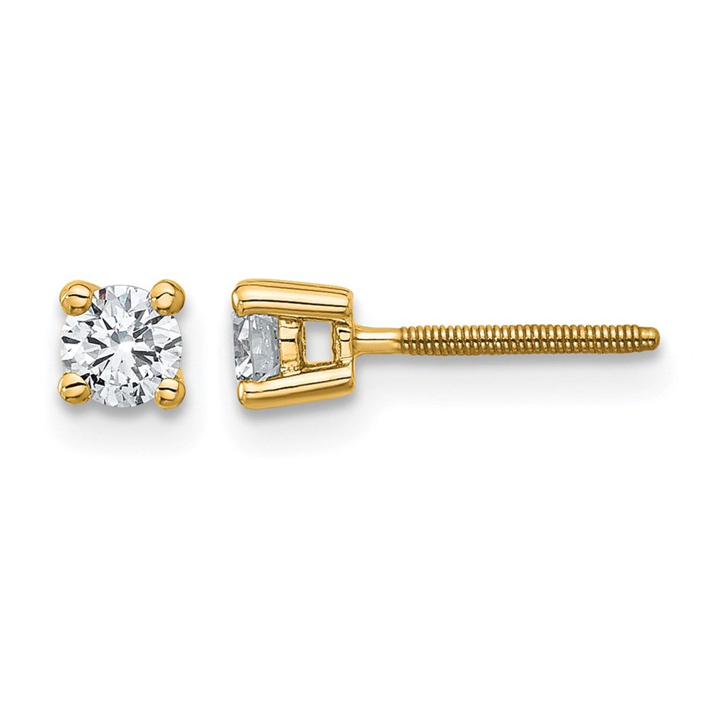 14K Gelbgold Ohrstecker mit 0,33 ct. im Labor gezüchteten Diamanten, VS/SI+ G+, rund, 4-Krappenfassung, hohes Gewicht, Schraubverschluss