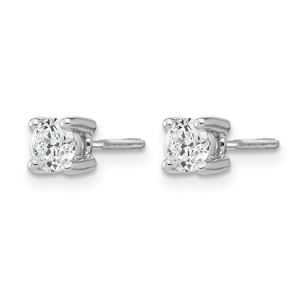 14K Weißgold Ohrstecker mit 0,5 ct. zertifizierten, im Labor gezüchteten Diamanten, VS/SI+, G+, rund, in Vier-Krappen-Fassung, mit Schraubverschluss