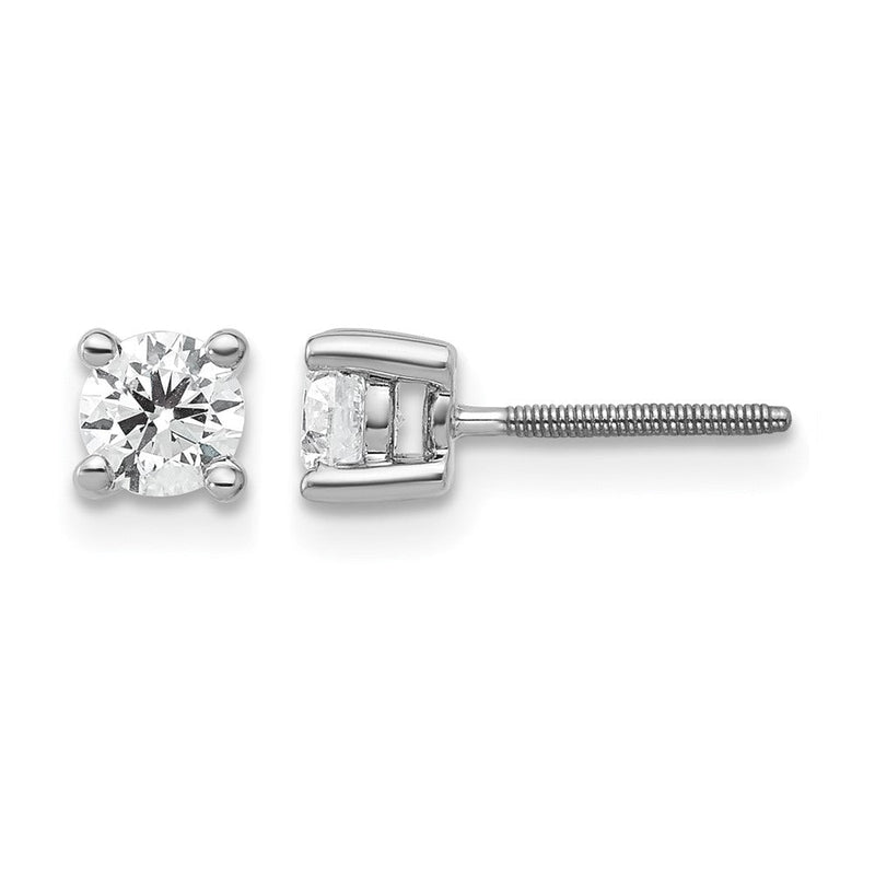 14K Weißgold Ohrstecker mit 0,5 ct. zertifizierten, im Labor gezüchteten Diamanten, VS/SI+, G+, rund, in Vier-Krappen-Fassung, mit Schraubverschluss