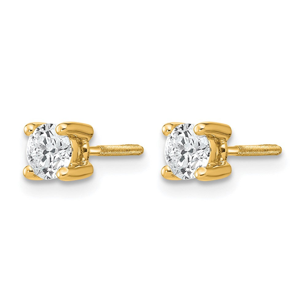 14K Gelbgold Ohrstecker mit 0,5 ct. zertifizierten, im Labor gezüchteten Diamanten, VS/SI+ G+, rund, 4-Krappen-Fassung, schweres Gewicht, Schraubverschluss