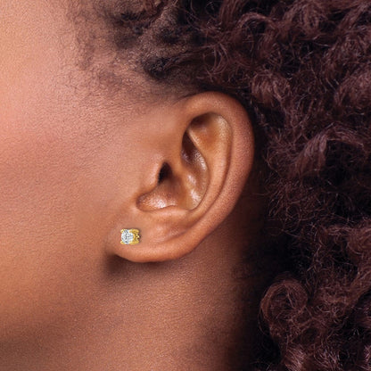 14K Gelbgold Ohrstecker mit 0,5 ct. zertifizierten, im Labor gezüchteten Diamanten, VS/SI+ G+, rund, 4-Krappen-Fassung, schweres Gewicht, Schraubverschluss