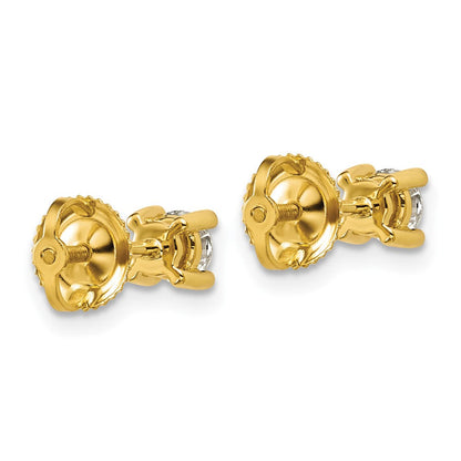 14K Gelbgold Ohrstecker mit 0,5 ct. zertifizierten, im Labor gezüchteten Diamanten, VS/SI+ G+, rund, 4-Krappen-Fassung, schweres Gewicht, Schraubverschluss