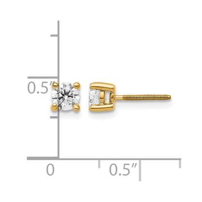 14K Gelbgold Ohrstecker mit 0,5 ct. zertifizierten, im Labor gezüchteten Diamanten, VS/SI+ G+, rund, 4-Krappen-Fassung, schweres Gewicht, Schraubverschluss