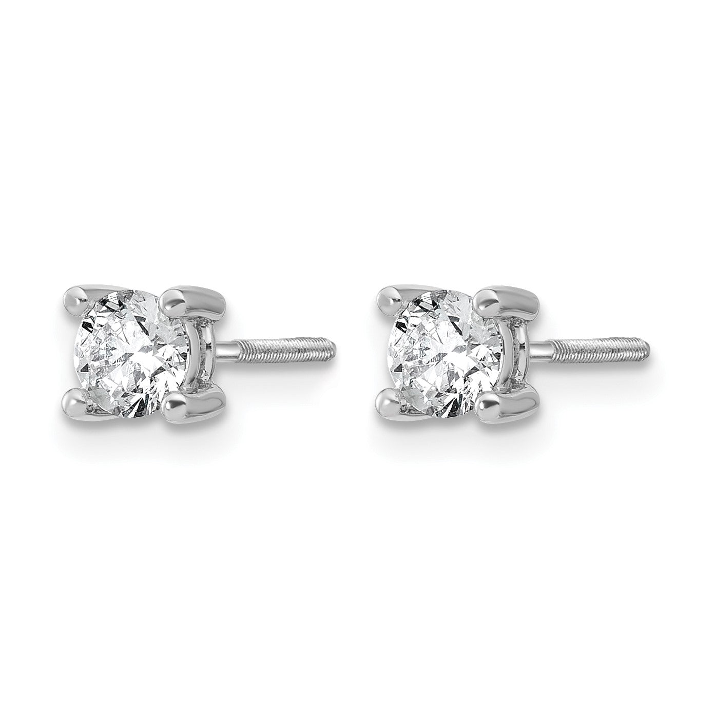 14K Weißgold Ohrstecker mit 0,67 ct. laborgezüchteten Diamanten, VS/SI+ G+, rund, Vier-Krappen-Fassung, Schraubverschluss