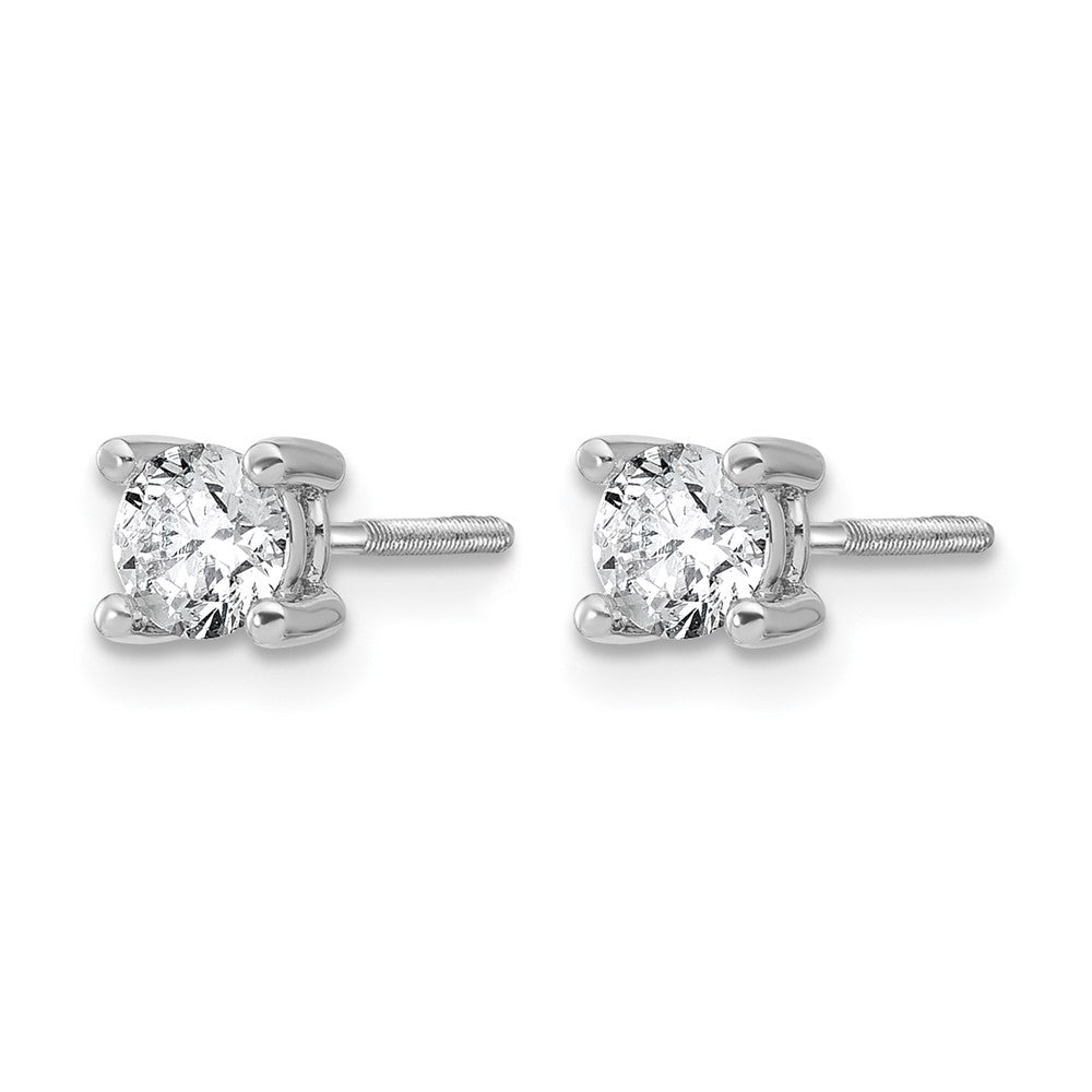 14K Weißgold Ohrstecker mit 0,67 ct. zertifizierten, im Labor gezüchteten Diamanten, VS/SI+ G+, rund, 4-Krappen-Fassung, Schwergewicht, Schraubverschluss