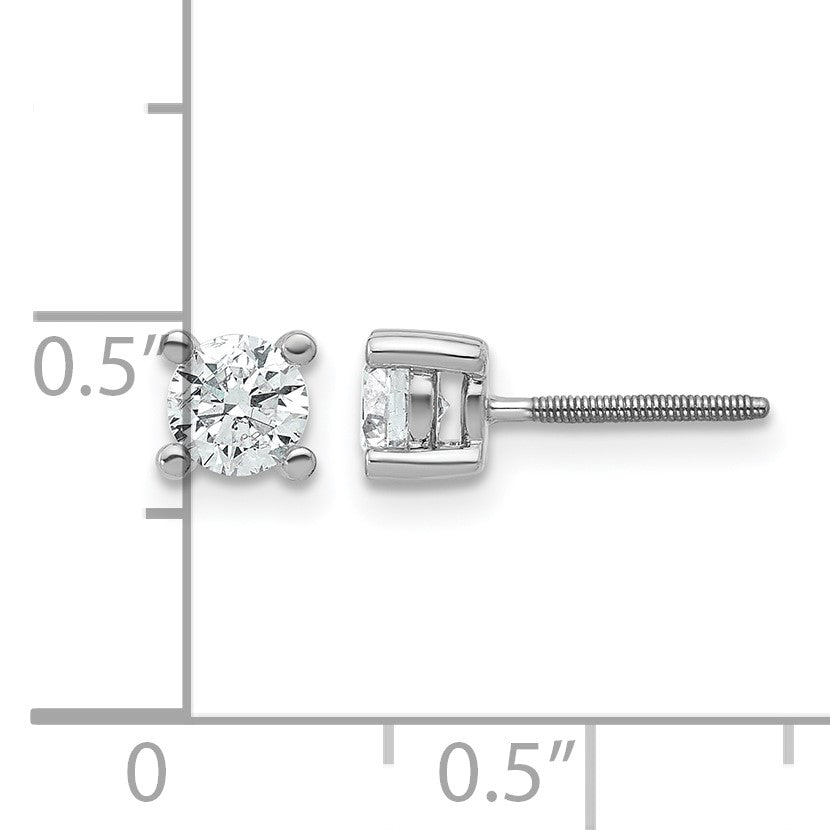 14K Weißgold Ohrstecker mit 0,67 ct. laborgezüchteten Diamanten, VS/SI+ G+, rund, Vier-Krappen-Fassung, Schraubverschluss