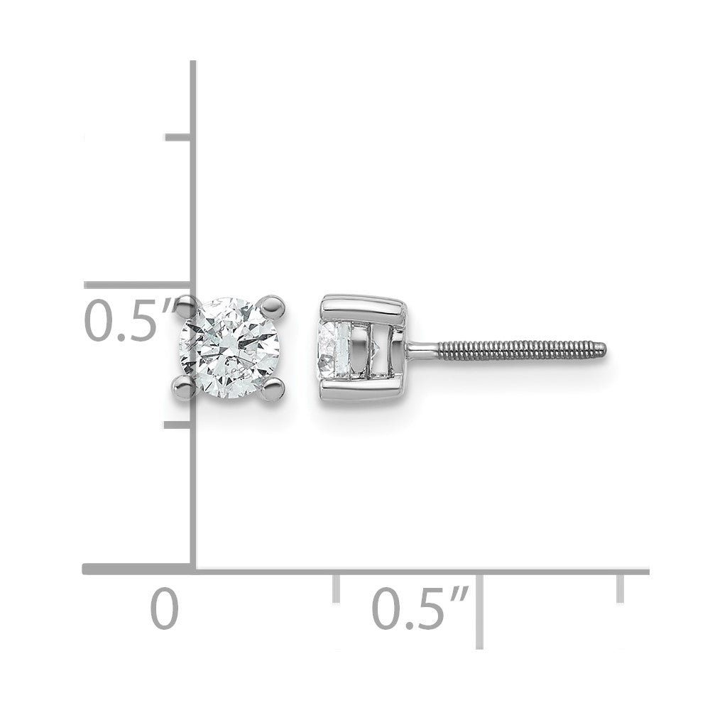 14K Weißgold Ohrstecker mit 0,67 ct. laborgezüchteten Diamanten, VS/SI+ G+, rund, Vier-Krappen-Fassung, Schraubverschluss