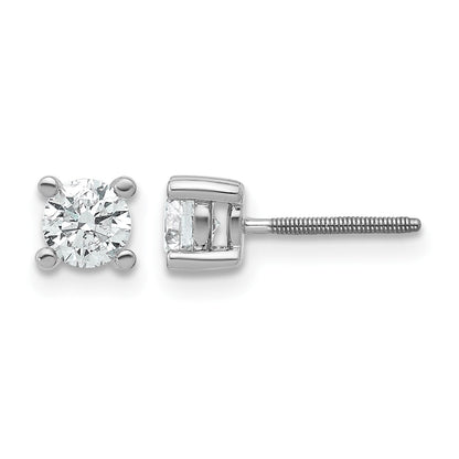 14K Weißgold Ohrstecker mit 0,67 ct. laborgezüchteten Diamanten, VS/SI+ G+, rund, Vier-Krappen-Fassung, Schraubverschluss