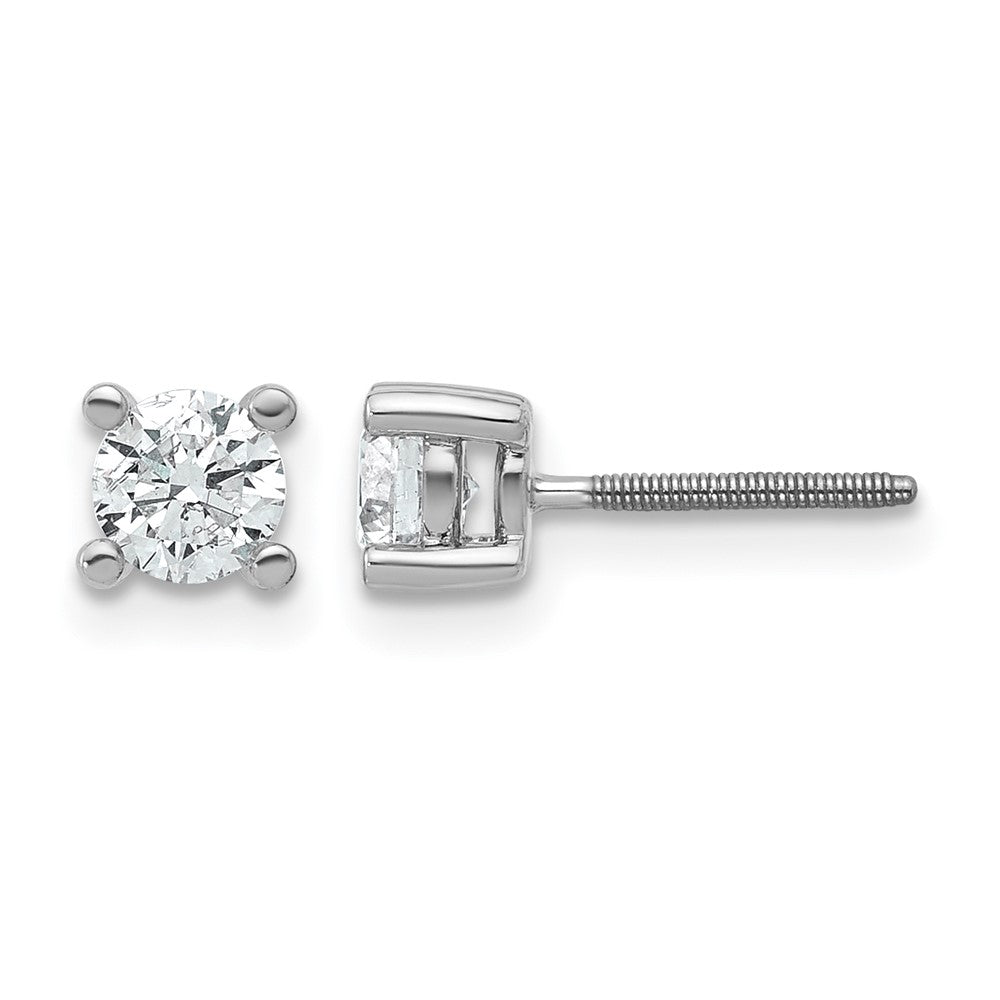 14K Weißgold Ohrstecker mit 0,67 ct. zertifizierten, im Labor gezüchteten Diamanten, VS/SI+ G+, rund, 4-Krappen-Fassung, Schwergewicht, Schraubverschluss