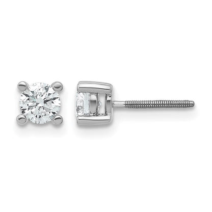 14K Weißgold Ohrstecker mit 0,67 ct. laborgezüchteten Diamanten, VS/SI+ G+, rund, Vier-Krappen-Fassung, Schraubverschluss