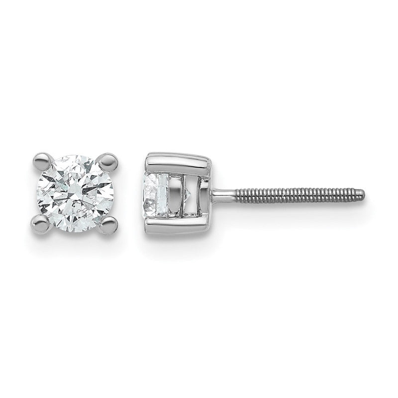 14K Weißgold Ohrstecker mit 0,67 ct. laborgezüchteten Diamanten, VS/SI+ G+, rund, Vier-Krappen-Fassung, Schraubverschluss