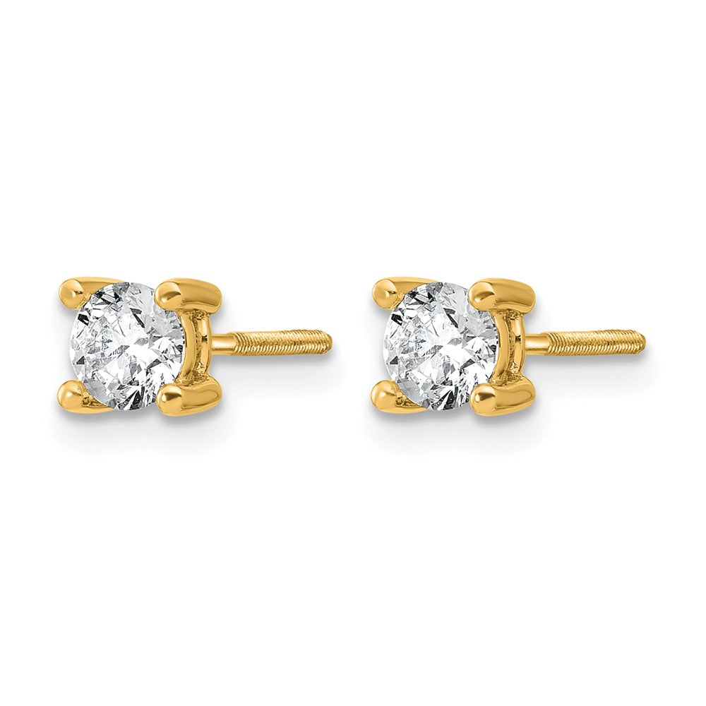 14K Gelbgold Ohrstecker mit rundem, im Labor gezüchtetem Diamant, 0,67 ct., VS/SI+ G+, 4-Krappenfassung, Schraubverschluss, schweres Gewicht