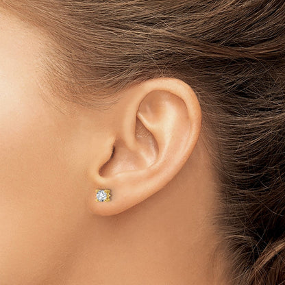 14K Gelbgold Diamant-Ohrstecker mit 0,67 ct. zertifizierten, im Labor gezüchteten Diamanten, VS/SI+ G+, Rund, 4-Krappen-Fassung, Schwere Ausführung, Schraubverschluss