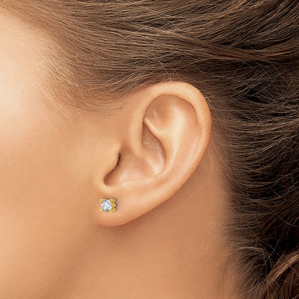14K Gelbgold Ohrstecker mit rundem, im Labor gezüchtetem Diamant, 0,67 ct., VS/SI+ G+, 4-Krappenfassung, Schraubverschluss, schweres Gewicht