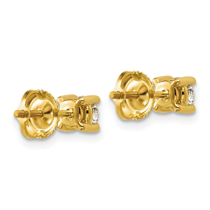 14K Gelbgold Diamant-Ohrstecker mit 0,67 ct. zertifizierten, im Labor gezüchteten Diamanten, VS/SI+ G+, Rund, 4-Krappen-Fassung, Schwere Ausführung, Schraubverschluss
