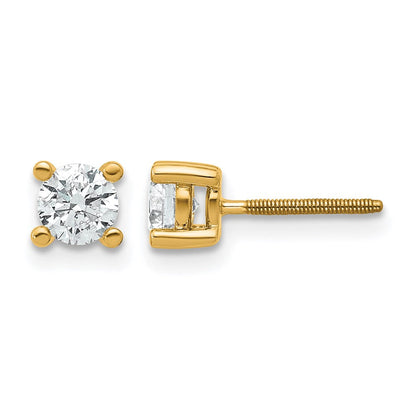 14K Gelbgold Diamant-Ohrstecker mit 0,67 ct. zertifizierten, im Labor gezüchteten Diamanten, VS/SI+ G+, Rund, 4-Krappen-Fassung, Schwere Ausführung, Schraubverschluss