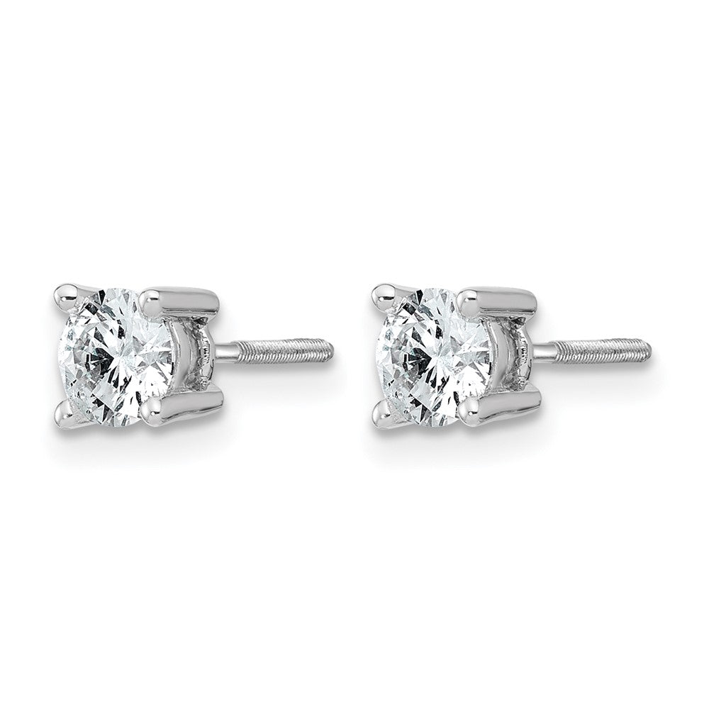 14K Weißgold Ohrstecker mit 0,75 ct. laborgezüchteten Diamanten, VS/SI+ G+, Rund, 4-Krappen-Fassung, Schwergewicht, Schraubverschluss