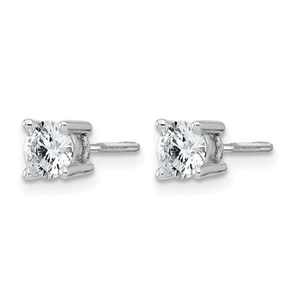 14K Weißgold Ohrstecker mit 0,75 ct. zertifizierten, im Labor gezüchteten Diamanten VS/SI+ G+, rund, 4-Krappen-Fassung, massiv, mit Schraubverschluss
